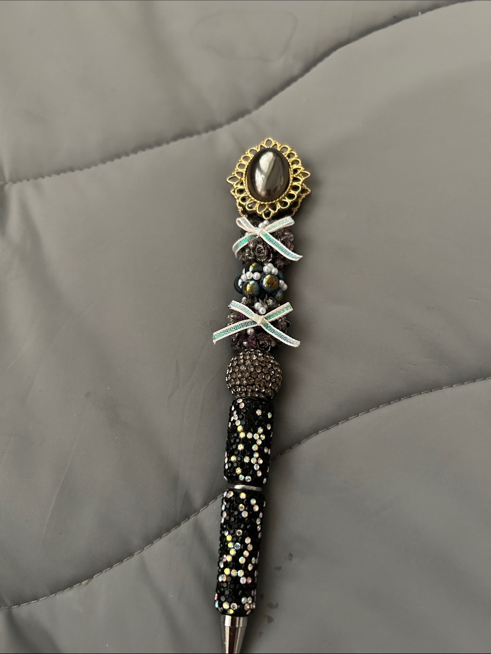 Black Beaded Pen with beautiful topper